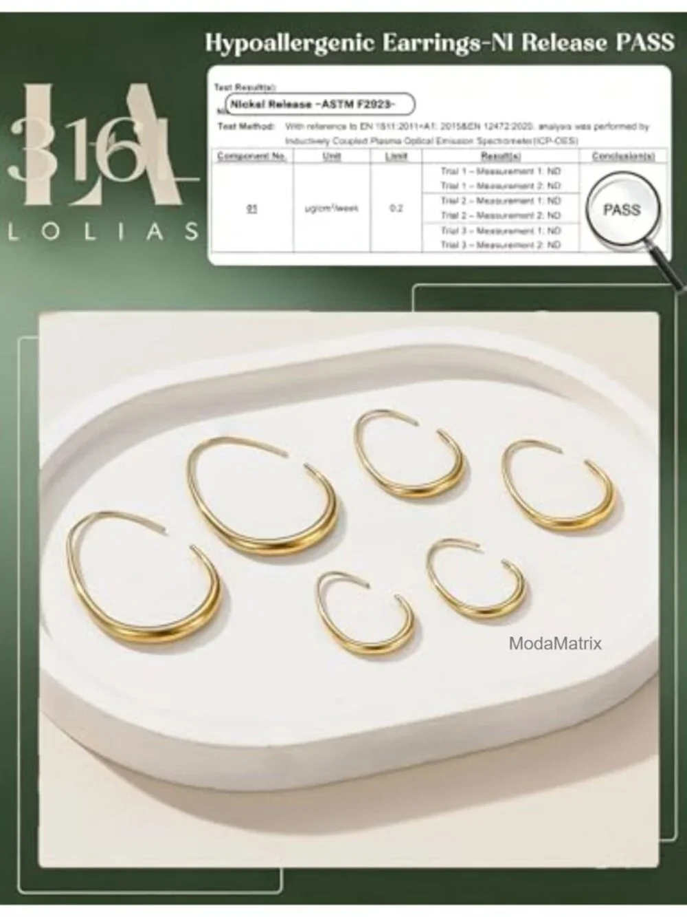 3 Pairs Gold Plated Teardrop Hoop Earrings Set Hypoallergenic Stainless Steel